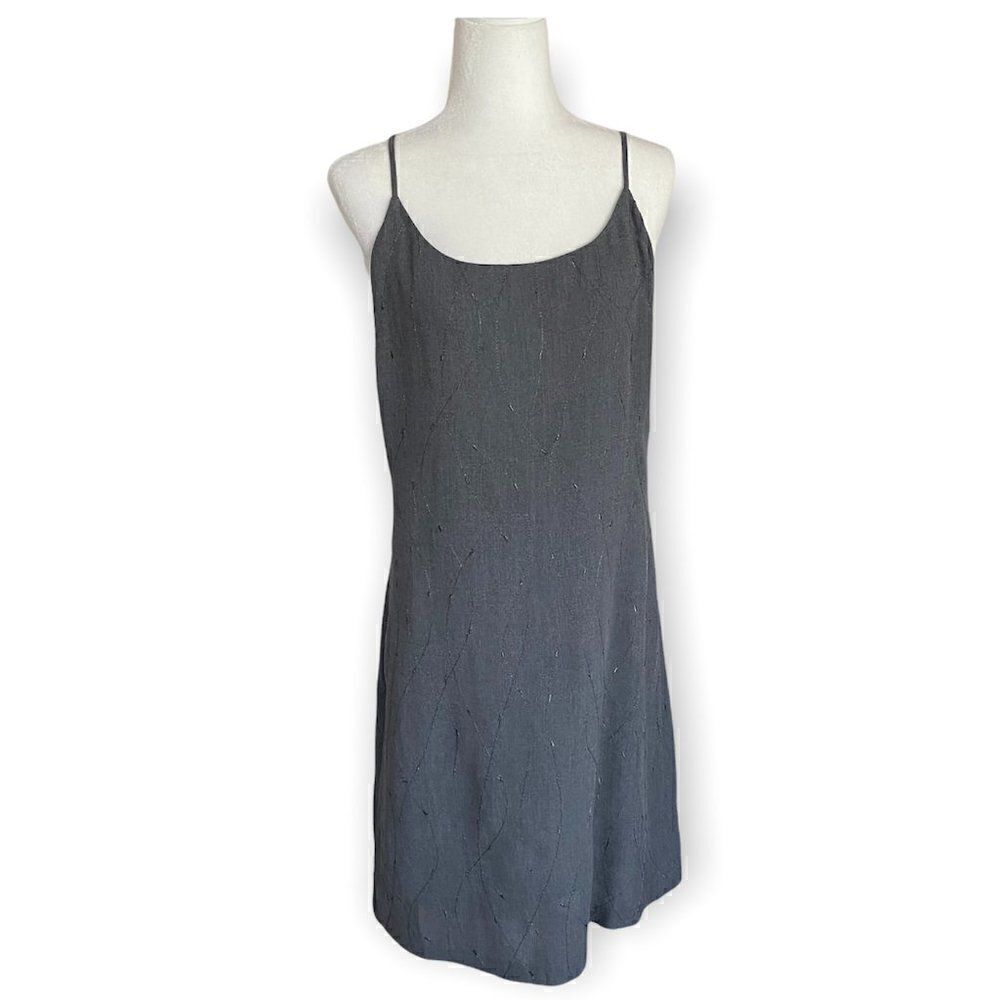 Express Gray Silver Threaded Spaghetti Strap Knee length Dress SZ 11/12